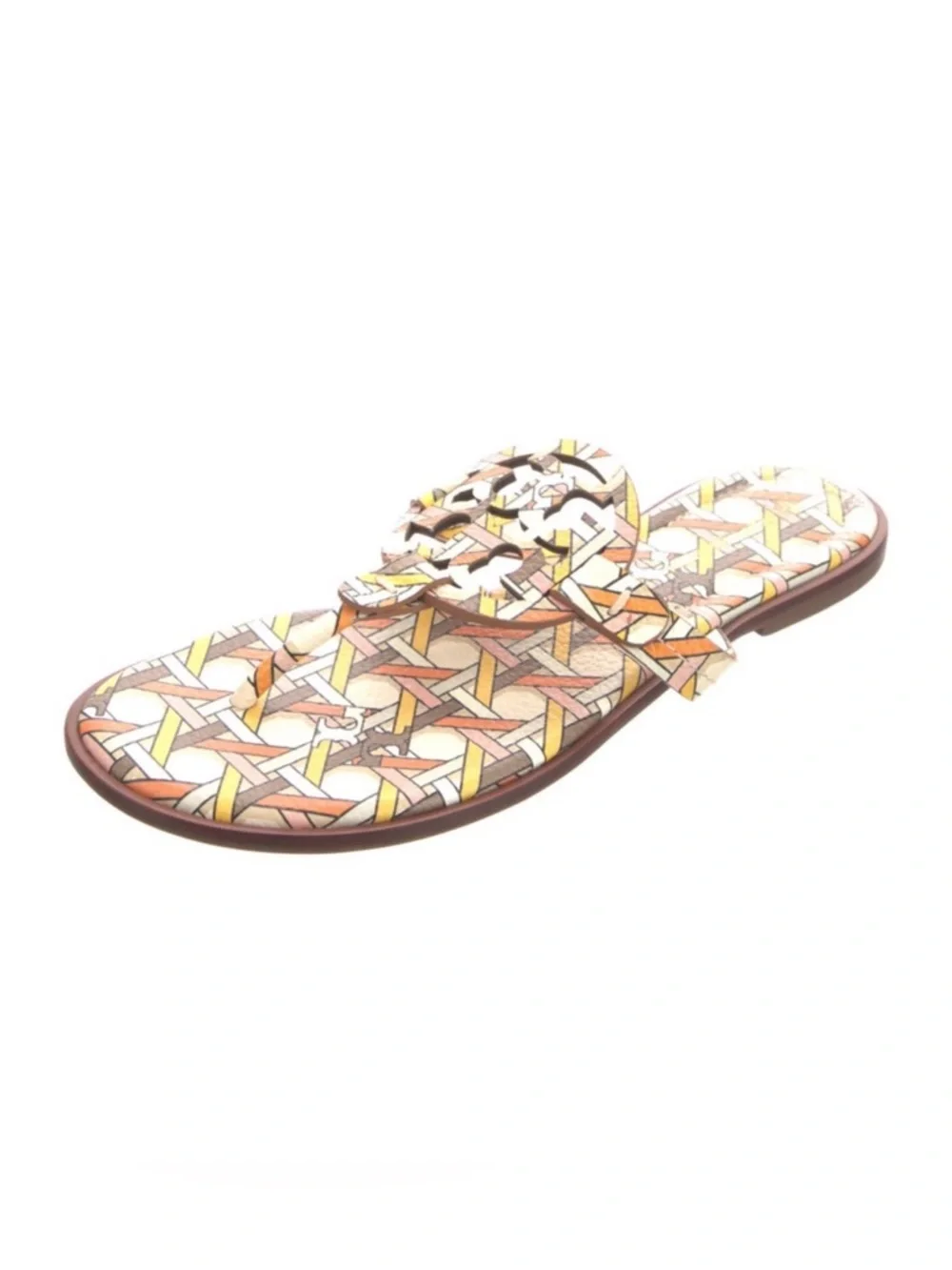 Tory Burch Multicolor Woven-Print Slide Sandals